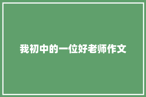 我初中的一位好老师作文 商业文案