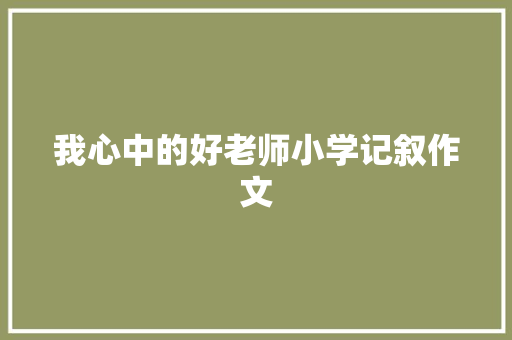 我心中的好老师小学记叙作文 商业文案