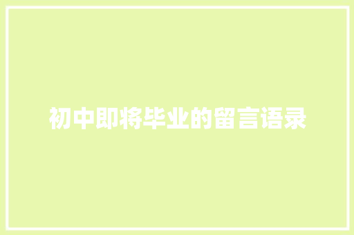 初中即将毕业的留言语录