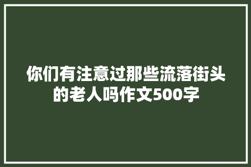 你们有注意过那些流落街头的老人吗作文500字 写作技巧