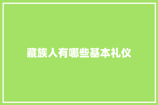 藏族人有哪些基本礼仪 范文赏析