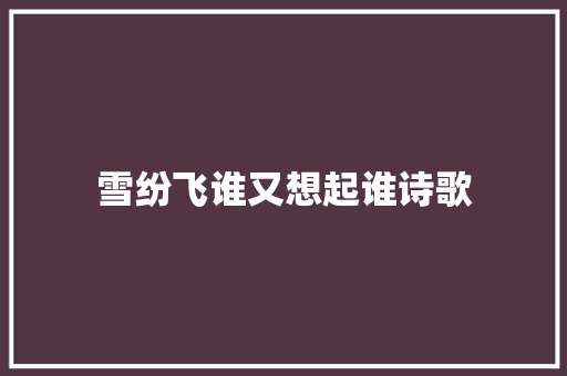 雪纷飞谁又想起谁诗歌 范文赏析