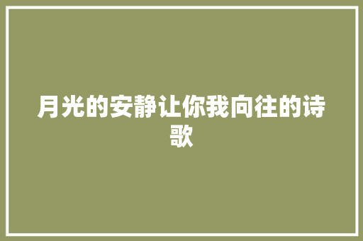 月光的安静让你我向往的诗歌