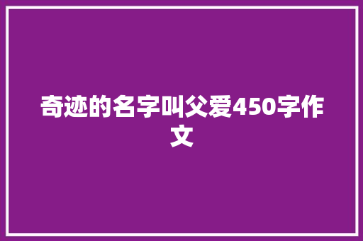 奇迹的名字叫父爱450字作文