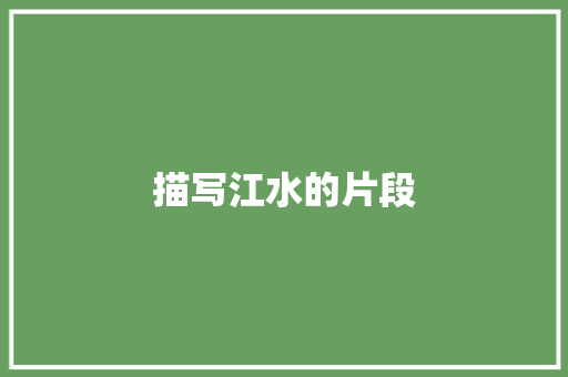 描写江水的片段 报告写作