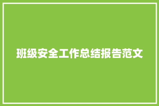 班级安全工作总结报告范文 报告写作