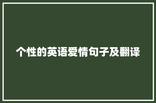 个性的英语爱情句子及翻译