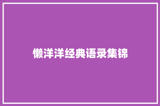 懒洋洋经典语录集锦