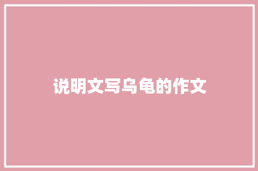 说明文写乌龟的作文 词汇积累