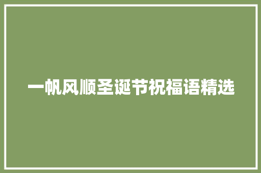 一帆风顺圣诞节祝福语精选