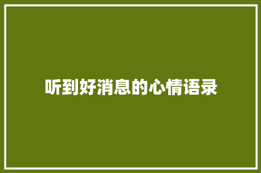 听到好消息的心情语录