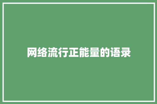 网络流行正能量的语录 范文赏析