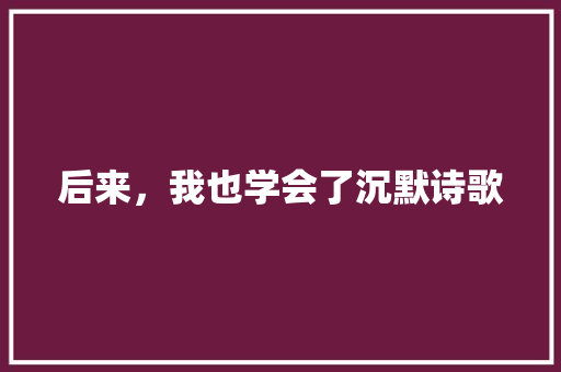 后来，我也学会了沉默诗歌 诗歌创作