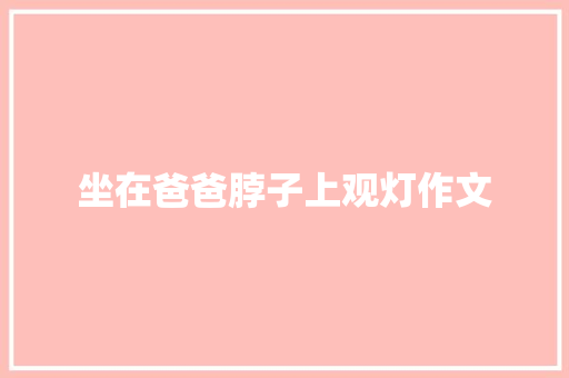 坐在爸爸脖子上观灯作文