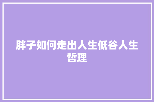 胖子如何走出人生低谷人生哲理