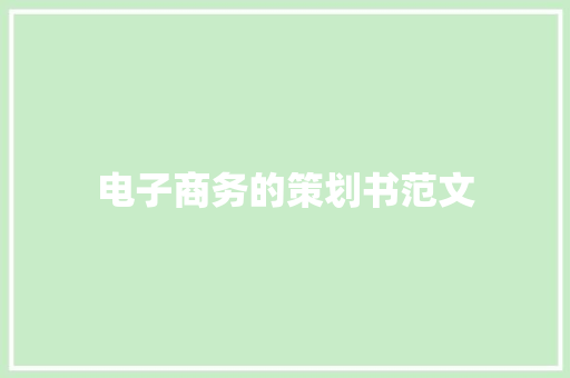 电子商务的策划书范文 词汇积累