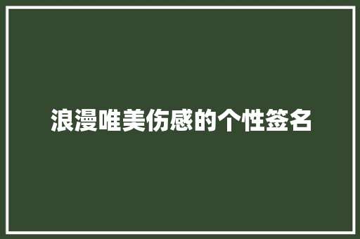 浪漫唯美伤感的个性签名 词汇积累