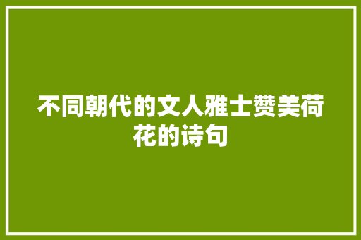 不同朝代的文人雅士赞美荷花的诗句 商业文案