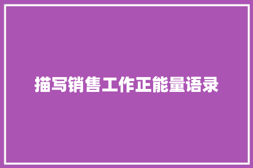 描写销售工作正能量语录 词汇积累