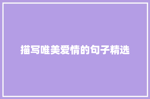 描写唯美爱情的句子精选 词汇积累