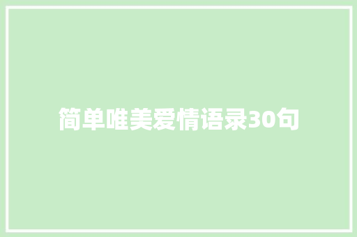 简单唯美爱情语录30句
