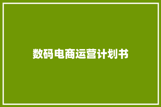数码电商运营计划书 写作社区