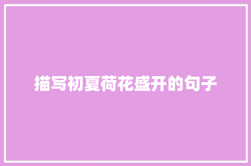 描写初夏荷花盛开的句子 写作社区