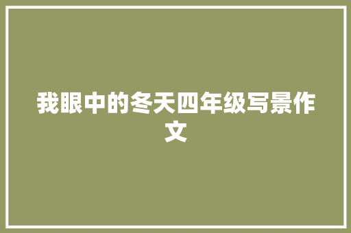 我眼中的冬天四年级写景作文