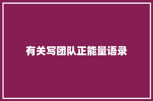 有关写团队正能量语录