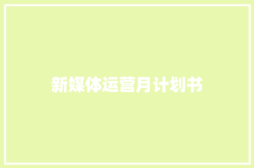 新媒体运营月计划书 写作素材