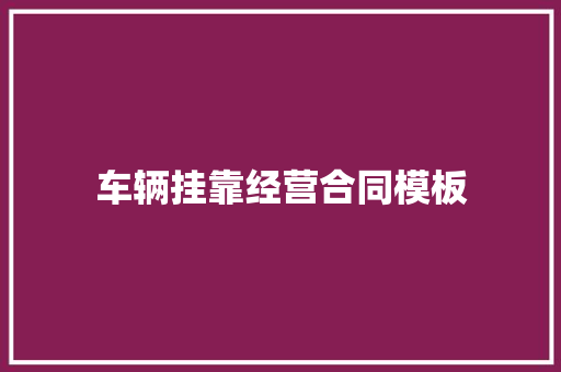 车辆挂靠经营合同模板 范文赏析