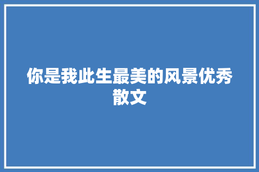 你是我此生最美的风景优秀散文 写作素材