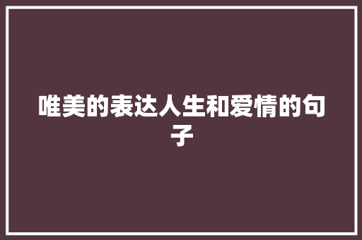 唯美的表达人生和爱情的句子 写作社区