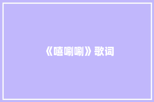《嘻唰唰》歌词