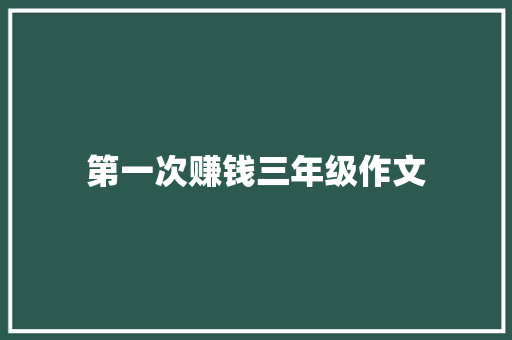 第一次赚钱三年级作文 商业文案