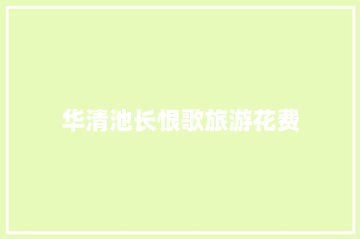 华清池长恨歌旅游花费 报告写作