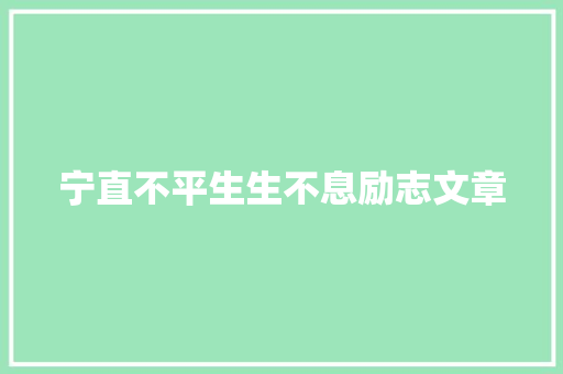宁直不平生生不息励志文章 简历模板