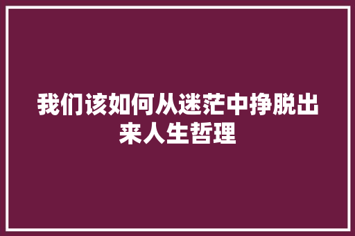 我们该如何从迷茫中挣脱出来人生哲理 写作素材
