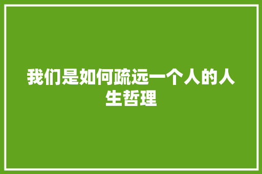 我们是如何疏远一个人的人生哲理 写作素材