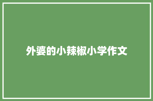 外婆的小辣椒小学作文 报告写作