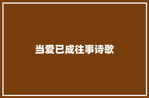当爱已成往事诗歌