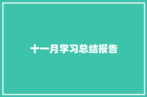 十一月学习总结报告