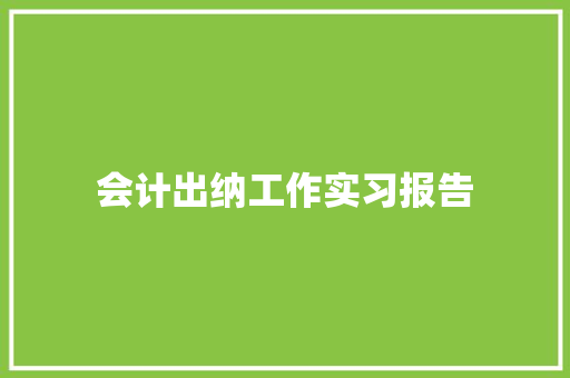 会计出纳工作实习报告 写作素材