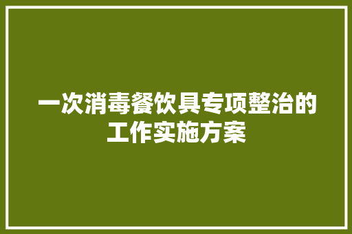 一次消毒餐饮具专项整治的工作实施方案 写作技巧
