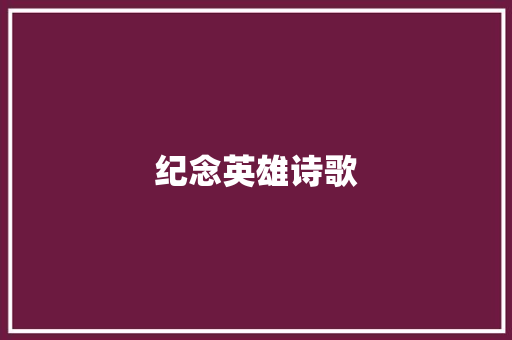 纪念英雄诗歌 报告写作
