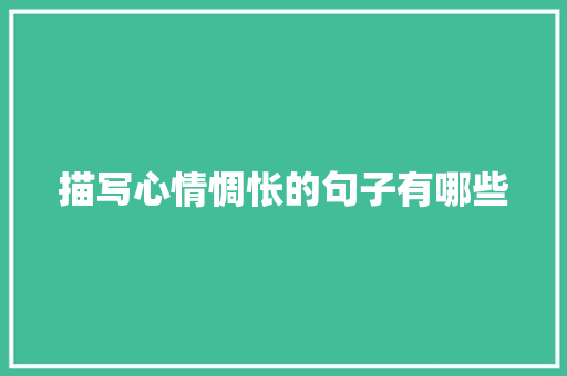 描写心情惆怅的句子有哪些