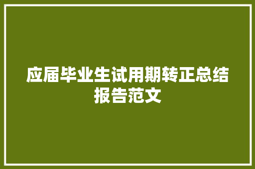 应届毕业生试用期转正总结报告范文 报告写作