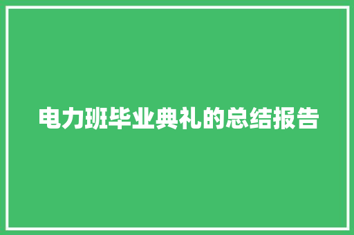 电力班毕业典礼的总结报告 报告写作