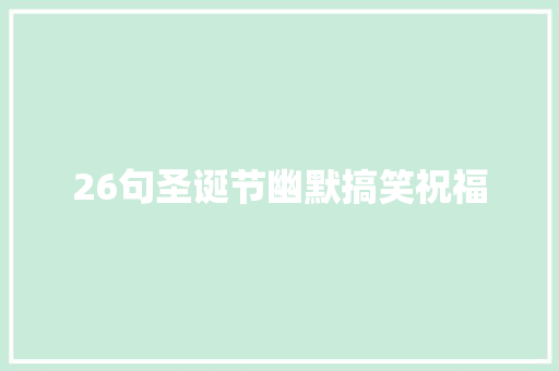 26句圣诞节幽默搞笑祝福 写作素材