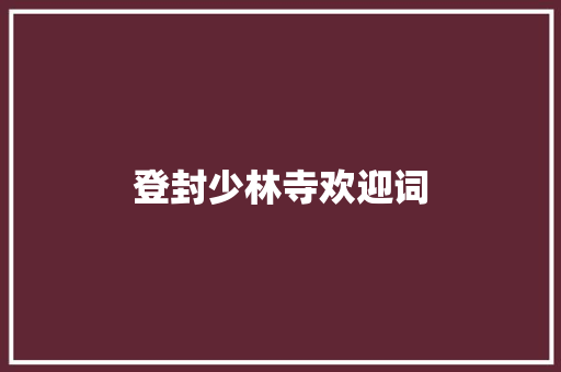 登封少林寺欢迎词 商业文案